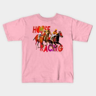 Colorful Horse Racing Design Kids T-Shirt